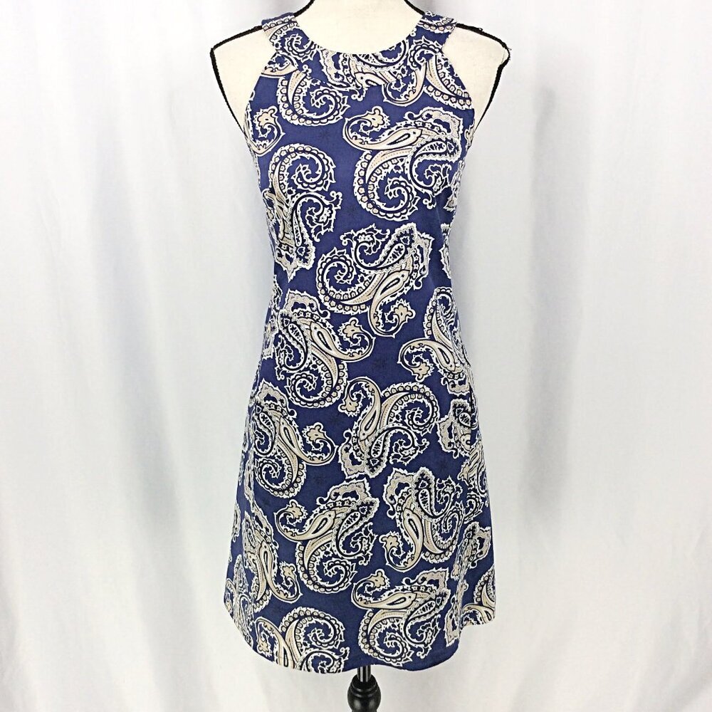 Ann Taylor LOFT Dress Womens Various Blue Paisley Sleeveless Tank Sheath - Picture 2 of 11